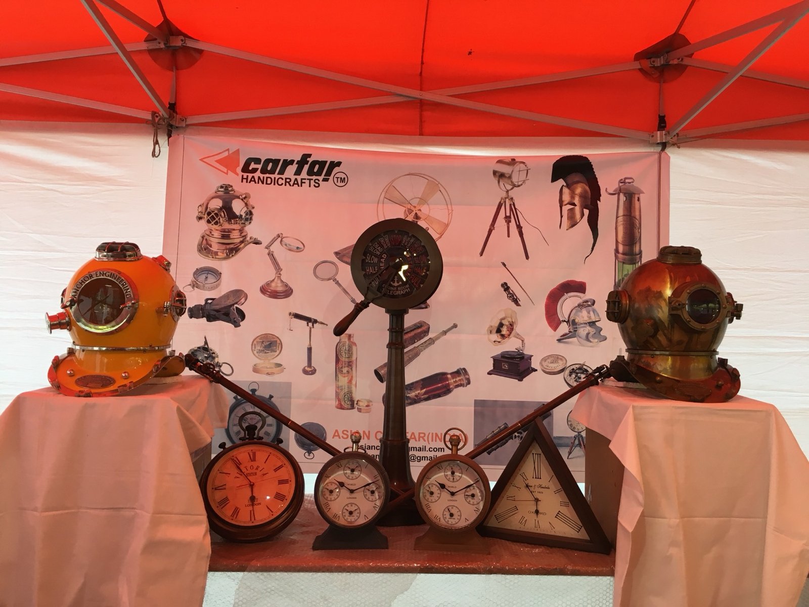 Carfar vintage nautical pieces on display