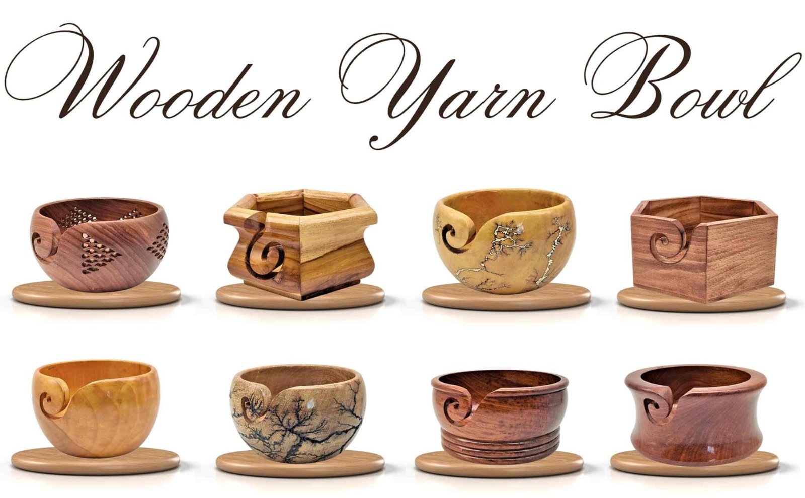 Multiple Wooden Yarn Bowls